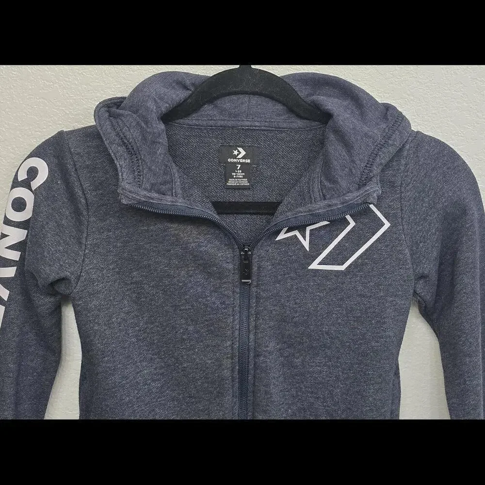 Boy's Youth Converse Chuck Taylor Zip Up Hoodie Hoody Size 7 (6/7 Yrs)Navy